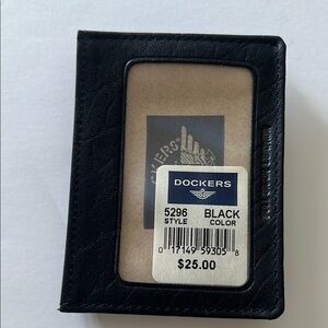 Dockers Black Leather Card Holder Pocket Clip‎